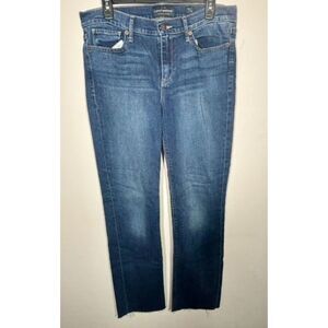 Lucky Brand Brooke Straight Jeans Women's 12/31 Blue Raw Hem Stretch Denim